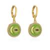 Aogu Suministro Transfronterizo Nicho Diseño Aretes Cobre Chapado Oro 18K Goteo de Aceite Ojo Forma Geométrica Aretes para Mujer
