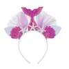Faixa de cabelo de rede de sereia arco-íris venda quente transfronteiriça festa de feriado infantil estrela do mar rabo de peixe adorno de cabelo princesa acessórios de cabelo