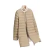 Otoño e Invierno Patrón Ondulado Estilo Mamá Nuevo Ligero de Longitud Media Cuello Redondo Chaqueta de Plumas Holgada Estilo Coreano Cuello Delgado Chaqueta sin Cuello