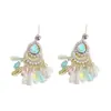 Nuevos Pendientes de Borla de Cristal Color Dopamina Estilo Bohemio Retro Moda de Lujo Ligero Pendientes Geométricos de Gota de Agua