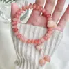 Pulseira de Raiz de Bodhi de Jade Rosa Branco Gelo Natural com Contas de Ábaco Estilo Chinês Novo, Pulseira de Contas de Oração Budista Suave para Envolver os Dedos para Mulheres