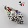 Liga Xizang prata fantasma rosto aparelho estilo étnico joia de dente bolsa conjunto prata joia DIY urso gancho tigre aparelho pingente de dente