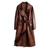 102 Chaqueta de Cuero Genuino Invierno Nuevo Estilo Gama Alta Vintage Sensación de Cera de Aceite Melard Piel de Vaca Abrigo Largo Oversize Gabardina