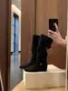 Botas de montar para mujer estilo Grape Mom, con 6 cm de altura, estilo coreano, punta redonda, tacón de bloque, con hebilla de correa cruzada, botas de motociclista
