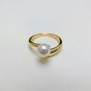 Anillo de Perla AK de Agua Dulce de 6-7 mm Diseño de Plata Esterlina Nicho de Alto Sentido Placa Ligera Anillo Liso Moda Anillo Abierto