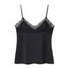 Otoño Estilo Europeo y Americano Tops de Moda de Satén de Seda con Encaje Comercio Exterior Transfronterizo Ropa de Mujer Chicas Calientes Sexy
