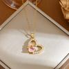 Collar de circonita con corazón de amor de lujo ligero transfronterizo de Europa y Estados Unidos para mujer, moda simple, nicho, temperamento, cadena para clavícula, accesorios, suministro al por mayor