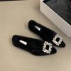 O Ciclo se Apaixona por Sapatos Pointed Toe com Strass! Sapatos Peludos Estilo Coreano para Mulheres com Elegante
