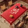 Mantel de Año Nuevo 2026, Lavable, Impermeable, Resistente al Aceite, Año del Caballo, Rojo Festivo con Decoración de Carácter "Fu", Mantel para Mesa de Café