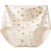 Estilo Pastoral Algodón Puro Antibacteriano en la Entrepierna Clase A Transpirable Entrepierna Extendida Ropa Interior para Mujer Talla Grande Bragas Florales para Mujer