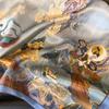 Lenço de Seda Pintura a Óleo Dunhuang Voador Azul Lenço Quadrado 70 Seda de Amora Lenço de Cabeça com Temperamento Lenço de Proteção para o Pescoço Feminino