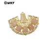 WT-MP295 Abanico Único Multicolor Incrustado con Piedras Preciosas Pequeñas y Circonita Colgante para Accesorios de Joyería Exquisitos DIY