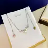 Collar de perlas naturales de luz fuerte para mujer, temperamento elegante, corona en forma de V de pluma de garza, diamante de simulación, colgante de plata S925