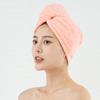Gorro de baño absorbente de agua, color liso, para mujer, para el hogar, de lana coral, para secar el cabello, venta al por mayor