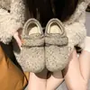 Zapatos estilo retro, forrados de felpa, mullidos para otoño e invierno, modernos y cálidos, con cierres de velcro, suelas gruesas y diseño de cobertura total, ofreciendo una sensación casual y cómoda con una suela suave