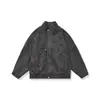 Chaqueta de cuero de alta gama estilo americano vintage desgastada lavada con cuello alto para motocicleta para hombre, nuevo abrigo de cuero de ajuste holgado otoño 2026