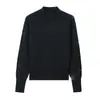 Suéter de punto base de manga larga de color liso con cuello medio alto estilo coreano para mujer, suéter pullover grueso y cálido simple y versátil para otoño e invierno