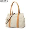 Bolsa feminina casual bolsa de lona impermeável bolsa crossbody com primeira camada de couro genuíno bolsa de ombro de cor sólida transbordando