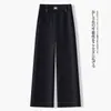 Jeans Casuales de Pierna Ancha Azul Oscuro para Mujer Otoño 2026 Nuevos Holgados de Cintura Alta Holgados Adelgazantes Pantalones Rectos Estrechos