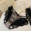 Panties Sexy de Encaje con Estampado de Leopardo Calado Pantera Negra Panties de Talla Grande para Mujer Verano Ligeros Triángulo Panties de Mujer
