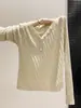 Nuevo suéter de punto de manga larga con botones y cuello en V para otoño e invierno, estilo coreano, elegante y versátil para mujer