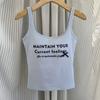 Camisola Estampada con Letras de Chica Dulce Americana para Mujer Verano Todo en Uno Copa Fija Ropa Interior Sin Uso Top Versátil