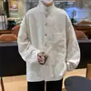 Nueva Camisa de Cuello Estilo Chino Estilo Nacional para Hombre Primavera Color Sólido Alta Gama Traje Tang Camisa Marca Nacional de Moda Jacquard Chaqueta Versátil