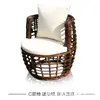 Silla de Ratán Mesa de Té Mini Pequeña Juego de Tres Piezas Mesa y Sillas de Balcón Taburetes para Terraza Exterior Muebles de Jardín
