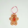 Pingente de Letra Feltro de Bochecha em Forma de Coração Homem de Pão de Gengibre, Enfeite de Árvore de Natal Homem de Biscoito, Decoração de Árvore de Natal
