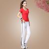 Conjunto de Roupas para Dança de Salão Yang Liping Gola Redonda Manga Curta Ajuste Slim Roupas de Dança Roupas de Fitness Roupas para Salto em Equipe