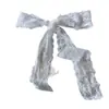 Novo Lenço de Seda Longo com Renda Doce Estilo Coreano para Mulheres, Fita Decorativa Versátil, Tiara Estilo Francês, Acessório Multifuncional
