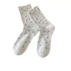 Calcetines de Algodón Antipelusas Amigables con la Piel con Lunares y Lazos, Calcetines Casuales Versátiles Estilo Universitario, Calcetines Holgados Transpirables a Cuadros con Corazones para Mujer