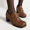 Zapatos de comercio exterior 32 hebilla de cinturón gruesa hebilla nueva moda zapatos romanos europeos y americanos 2023 zapatos 48 tacones altos negros mujeres