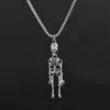 Nuevo Colgante de Esqueleto Móvil de Aleación, Diseño de Nicho Unisex, Joyería con Cadena de Perlas de Imitación, En Stock