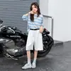 Conjunto de Protección Solar de Verano para Niñas 2026 Nuevo Estilo Camiseta de Manga Larga Rayada para Niños Medianos y Grandes Top Ligero de Protección Solar Pantalones Anchos de Longitud Media