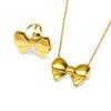 Nuevo collar y anillo de lazo liso estilo europeo y americano para mujer, joyería de oro de 18 quilates y acero de titanio al por mayor