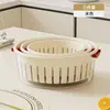 Cesta de Drenagem Espessa de PP para Cozinha de Camada Dupla, Bacia Doméstica para Lavar Legumes, Cesta de Drenagem de Frutas e Legumes, Bandeja de Frutas para Bancada da Sala de Estar