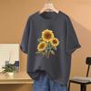 Camiseta de Manga Corta de Girasol para Mujer, Nuevo Modelo Verano 2026, La Más Vendida para Escuela Secundaria y Exámenes de Admisión Universitaria, Algodón Puro, Top para Exámenes de Estudiantes