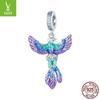 Charme de prata original gradiente gota de óleo requintado Phoenix diy pulseira colar pingente Smart Wings s925 contas de prata