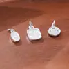 Pingente maciço de prata pura s925 com design de flor de pessegueiro para atrair riqueza e prosperidade, acessórios para beadwork e cordões DIY