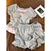 Pijama Corto de Verano con Estilo Lindo y Femenino, Parche Floral, Shorts Cómodos con Almohadillas en el Pecho, Conjunto de Ropa para el Hogar que se Puede Usar Afuera