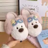 Lindas Pantuflas de Algodón con Perrito de Peluche para Mujer, Suela Gruesa, Forradas de Felpa, Tacto Suave, Corazón Femenino, Pantuflas de Peluche, Calientes en Invierno