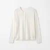 Cárdigan de punto fino 100% lana ultrafina, borde enrollado fino, cuello redondo, manga larga, corte holgado, versátil, para mujer