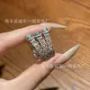 Anillo de Encaje de Jade Azul Natural al por Mayorista Xiaohongshu con Incrustación de Plata S925, Estilo de Lujo Ligero Europeo y Americano para Mujeres