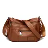 Bolso Grande de Piel Genuina para Mujer 2025 Nuevo Moderno Multicapa de Piel de Vaca Bolso de Hombro Cruzado para Madre de Edad Media