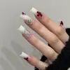 Adesivos de Unha Trevo de Quatro Folhas Minimalistas e Sofisticados, Item Quente de Celebridade da Internet, Adesivos de Unha Metálicos Vermelho e Preto Perolados de Luxo de Alta Qualidade