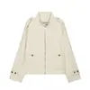 Novedad de Otoño Estilo Europeo y Americano Cuello Alto Chaqueta Corta para Mujer Cremallera con Hebilla Metálica Chaqueta Suelta Textura de Lana Top