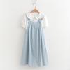 Camisa Refrescante Artística con Cuello de Muñeca Lindo Vestido de Tirantes para Niña Traje Dulce Estilo Universitario Traje de Verano para Mujer