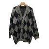 Cárdigan de punto jacquard de diamante cepillado suelto y holgado para mujer 2025 Otoño e Invierno Nueva moda Chaqueta suéter de pequeña fragancia