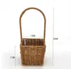 Cesta de flores tecida estilo rattan artesanal, estilo rústico, cesta de plástico estilo rattan com alça, cesta para flores de plantas verdes pequenas, ornamento decorativo.